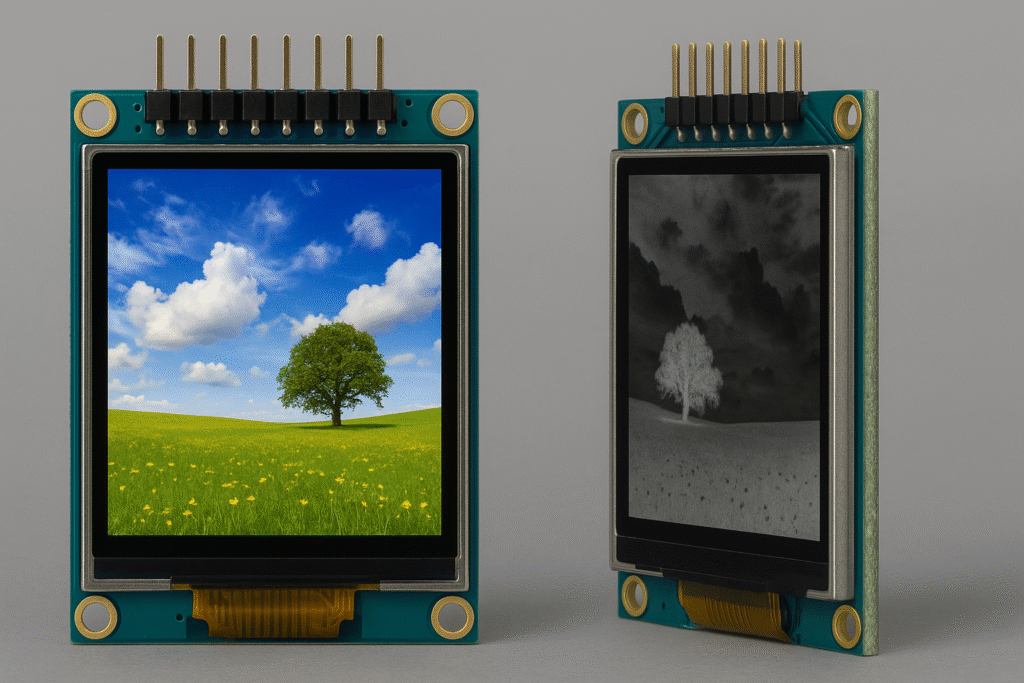 Comparison of normal and inverted LCD screens
