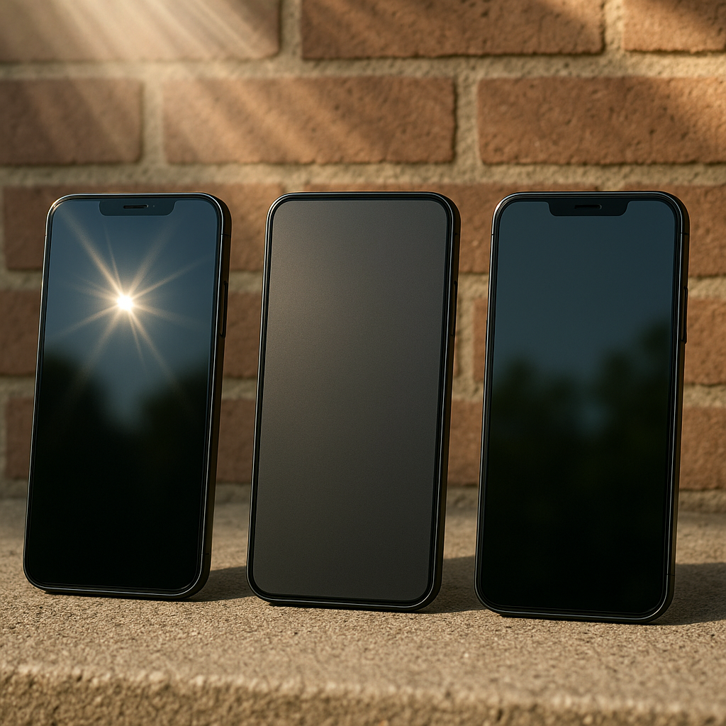 Comparison of screen coatings in direct sunlight