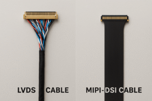 Side-by-side compaire of lvds cable and mipi-dsi cable