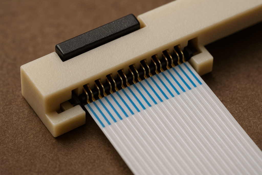 ZIF connector with an FFC inserted