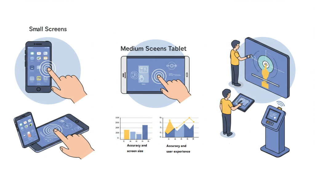 How does screen size affect touch accuracy