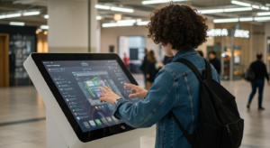 Multi-touch gesture on a large high-resolution touchscreen showing complex touch recognition.