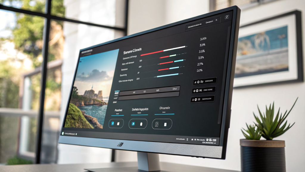 a monitor displaying dynamic contrast settings on screen