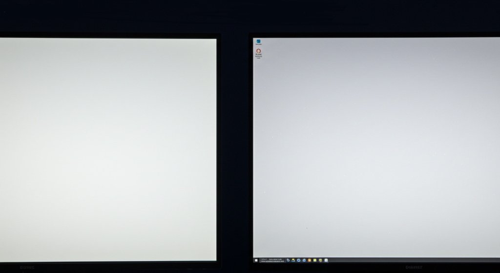 Side-by-side comparison of an IPS panel and a VA panel, showing how backlight bleed appears differently on each display type.