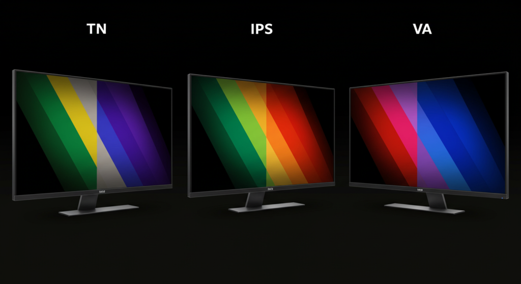 TN IPS and VA panels compared in a table format