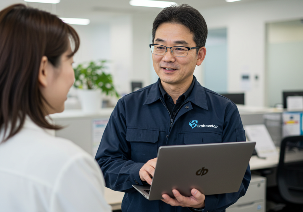 engineer is providing after-sales service