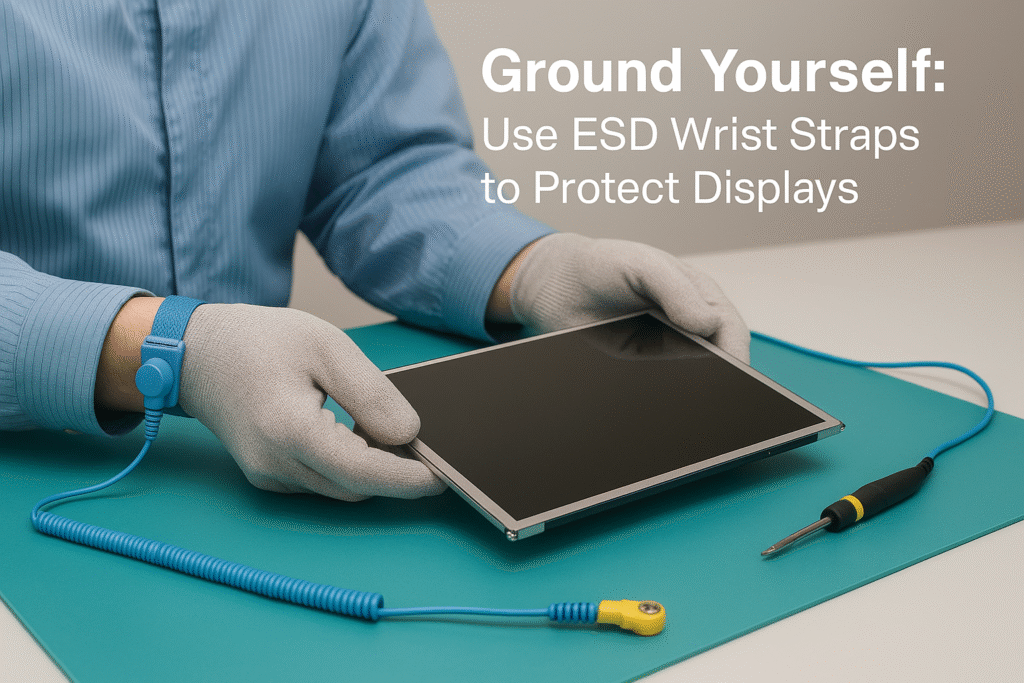 Illustrates the practical application of an ESD wrist strap