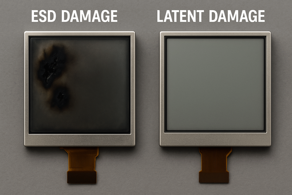 This image visually conveys the consequences of ESD damage