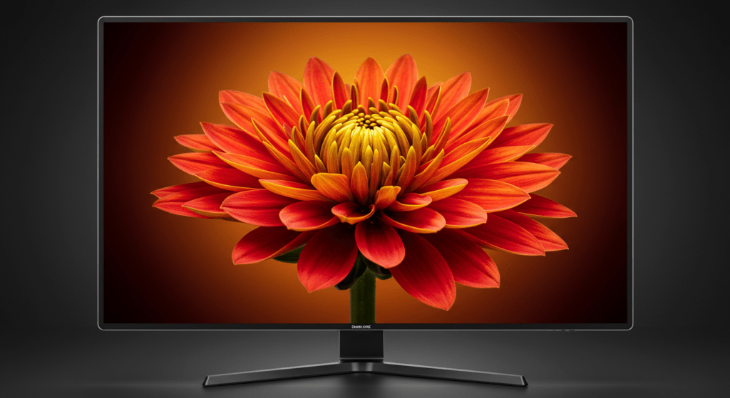 A high-resolution display showing vibrant colors and sharp details