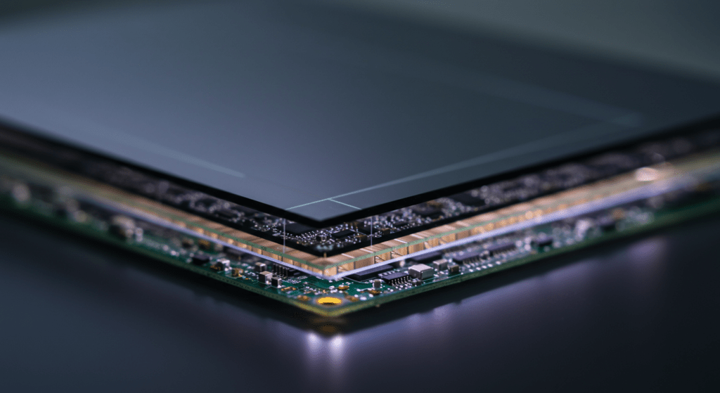 Close-up view of a transflective LCD using backlight for enhanced visibility.