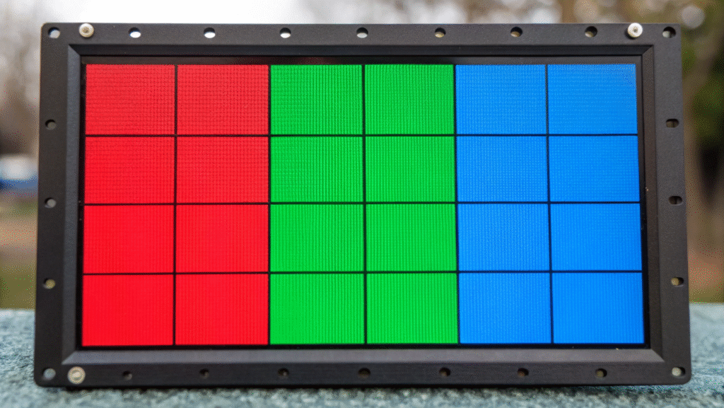 Illustration showing red, green, and blue subpixels in an LCD