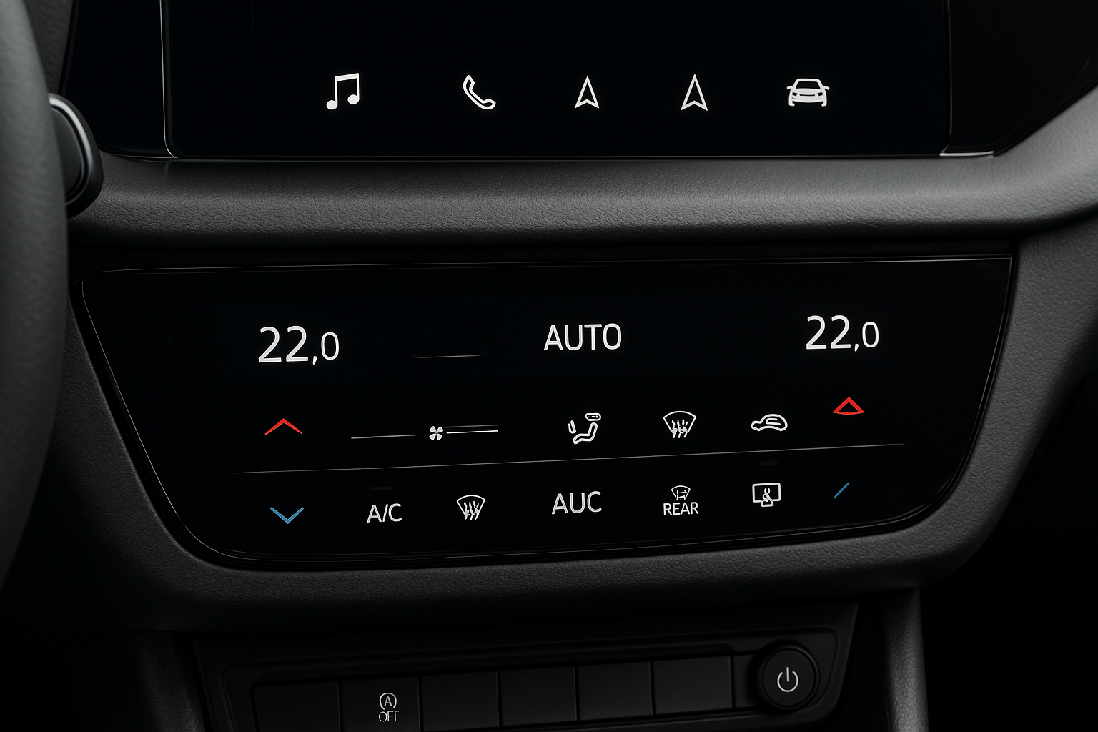 modern car dashboard featuring capacitive touch controls for climate control