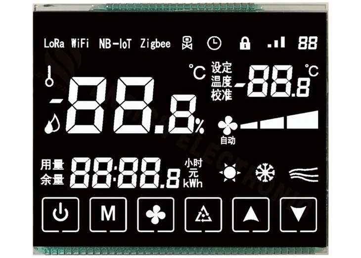VA Custom Monochrome Negative Segment LCD Application On Home Controller